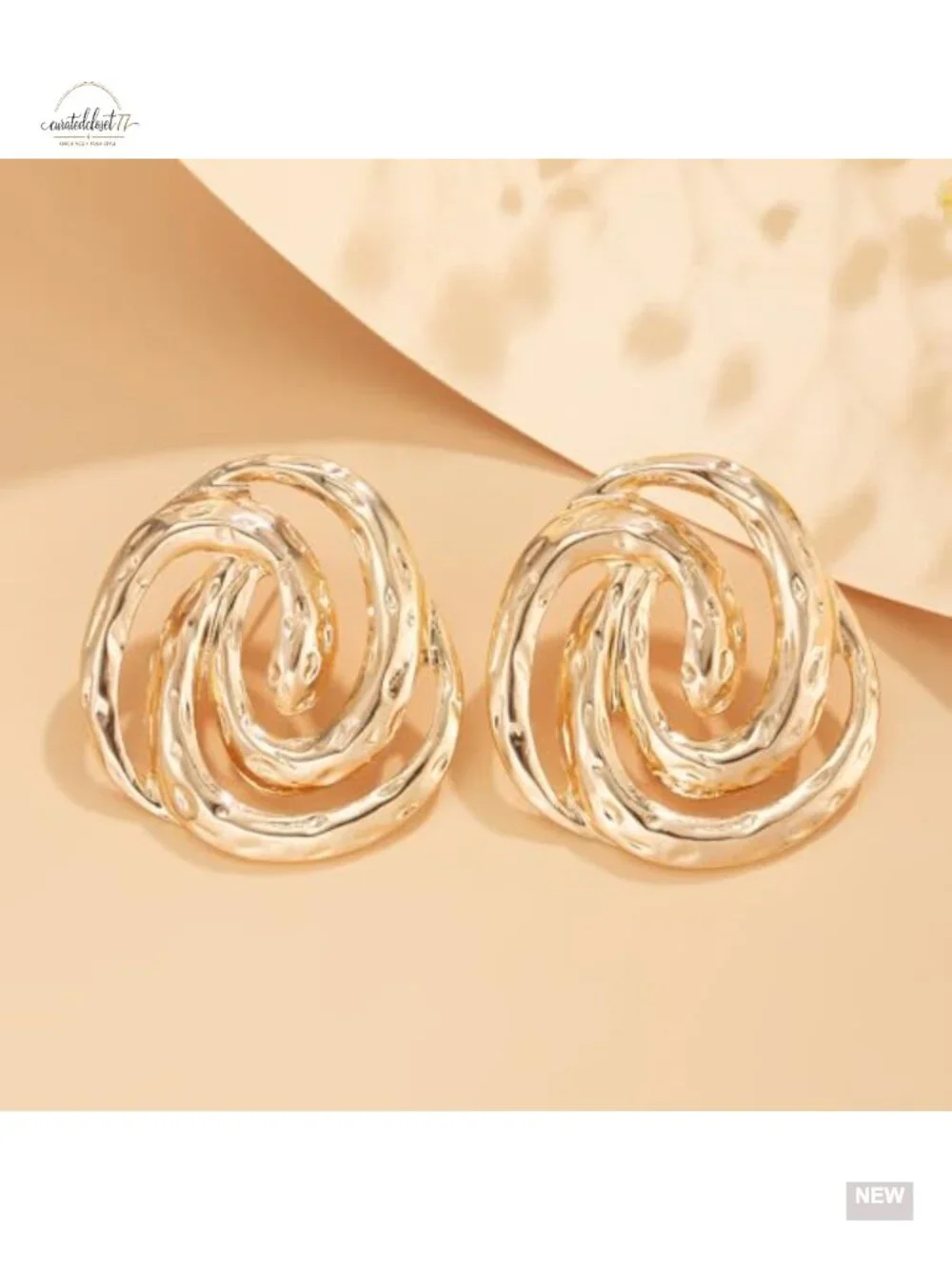 Chunky Gold Large Statement Drop Earrings Vintage Geometric Hollow Circle Dangle